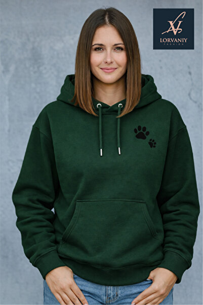 LORVANIY سويت شيرت للجنسين من cat مطبوع 3 Thread K بغطاء رأس