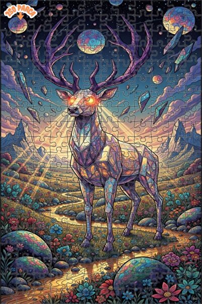 Esranın Dünyası Crystal Deer Cosmic Landscape Oil Painting Lookalike Art Puzz...