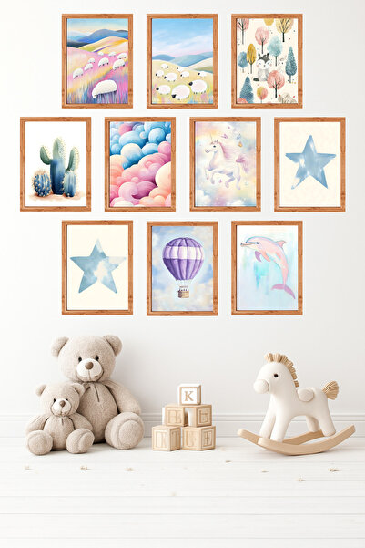 UNT Set de 10 animale drăguțe în culori pastelate, cu aspect de ramă, cu tema...