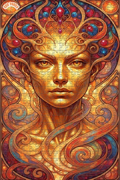 Esranın Dünyası لوحة زيتية لصورة امرأة ذات وجه ذهبي، مزدوج الطبقات قطعة من ال...