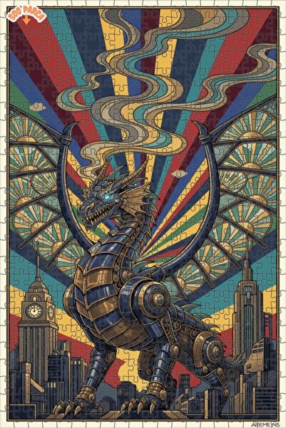 Esranın Dünyası Steam Mechanical Dragon Double Layer Framed Wooden Puzzle 500...