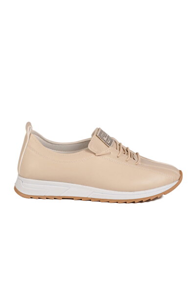 Aspor Beige Rubber Laced Women's Casual Shoes
