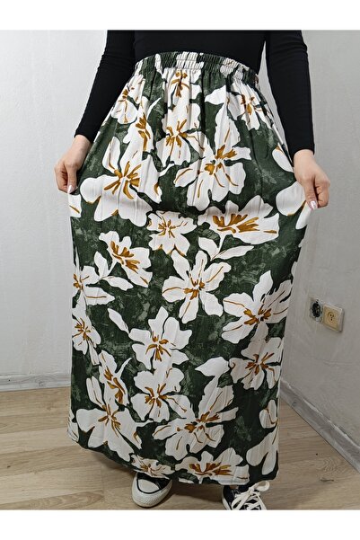 hoaryage Elastic Waist, Vivid Colorful Patterned Viscose Press Fabric Maxi Le...