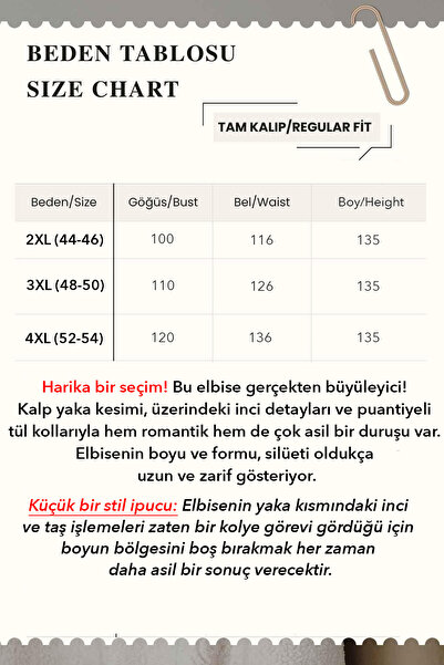 SUBU TASARIM Kalp Yaka Taş Detaylı Krep Kumaş Büyük Beden Abiye Elbise TBS996