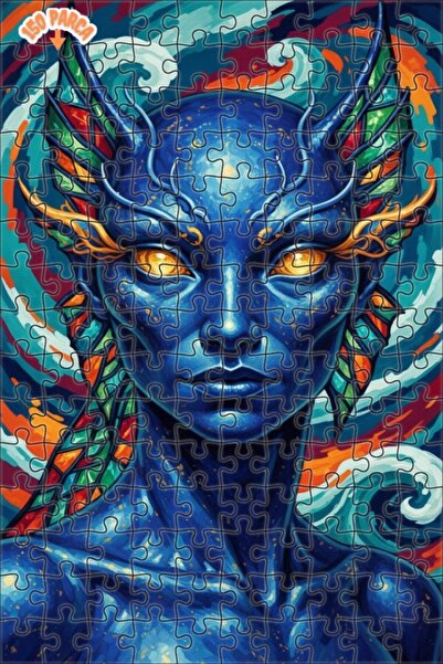 Esranın Dünyası Mystical Blue Spirit Oil Painting Lookalike Double-Layer Fram...