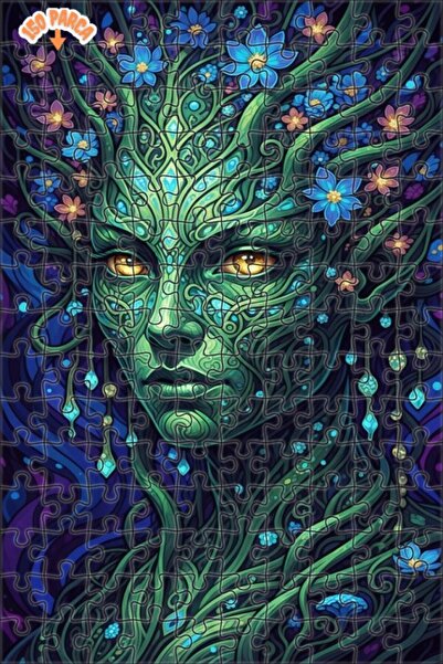 Esranın Dünyası Magical Forest Fairy Oil Painting Look Double Layer Framed Wo...