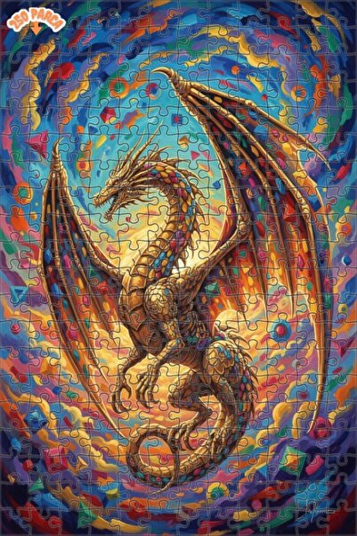 Esranın Dünyası Golden Dragon Colorful Painting Oil Paint Appearance Double-L...