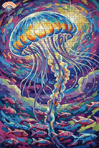 Esranın Dünyası لوحة زيتية ملونة بمظهر الجيلي تحت البحر، لغز خشبي مكون من مزد...