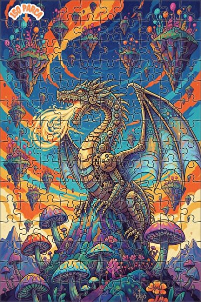 Esranın Dünyası Mechanical Dragon Color Cube Double-Layer Framed Wooden Puzzl...