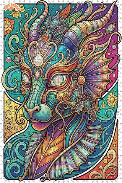 Esranın Dünyası Fantastic Dragon Art Double Layer Framed Wooden Puzzle 1000 P...