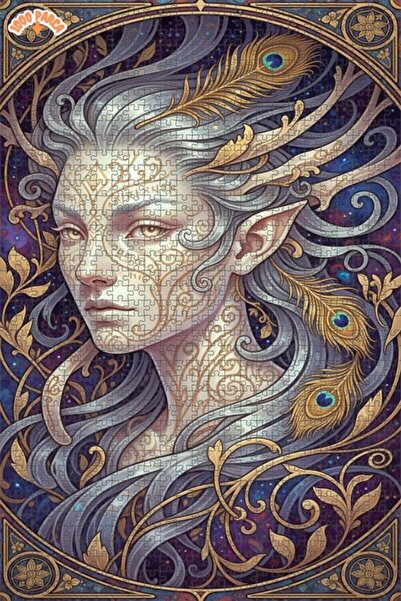 Esranın Dünyası Mysterious Forest Fairy Oil Painting Look Double Layer Framed...