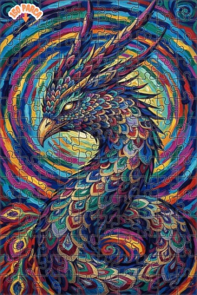 Esranın Dünyası لغز خشبي رائع بإطار مزدوج الطبقات بمظهر لوحة زيتية لطائر الفي...