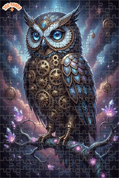 Esranın Dünyası Mechanical Owl Art Double Layer Framed Wooden Puzzle 250 Piec...