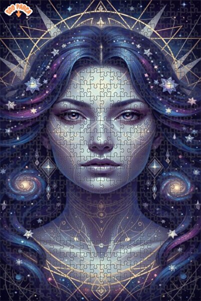 Esranın Dünyası Cosmic Woman Portrait Oil Painting Look Double Layer Framed W...