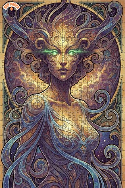 Esranın Dünyası Galactic Woman Portrait Oil Painting Lookalike Double-Layer F...