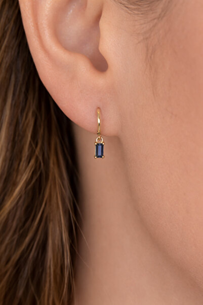 Sacce Scarves&Accessories حلق دائري صغير باجيت مرصّع بالأحجار - حلقة زركون بسيطة