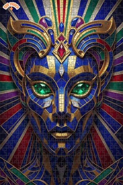 Esranın Dünyası Mystical Egyptian Goddess Mosaic Look Wooden Puzzle with Doub...