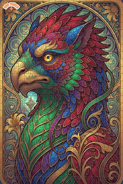 Esranın Dünyası Fabulous Colorful Gryphon Art Printed Double-Layer Framed Woo...