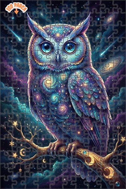 Esranın Dünyası Majestic Galaxy Owl Double-Layer Framed Wooden Puzzle 150 Pie...