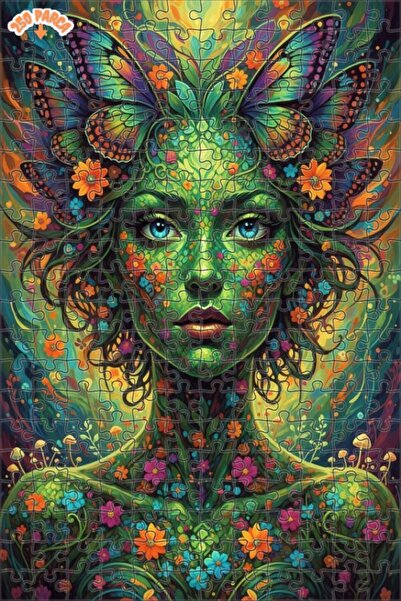 Esranın Dünyası Mother Nature Butterfly Winged Portrait Oil Painting Lookalik...