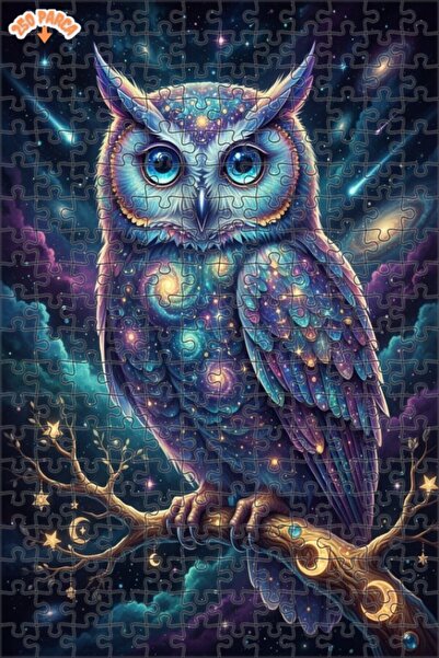 Esranın Dünyası Majestic Galaxy Owl Double-Layer Framed Wooden Puzzle 250 Pie...