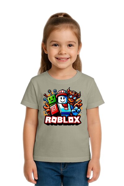 SEDİRLİ تي شيرت روبلوكس مطبوع للأطفال للجنسين، قماش قطني ممشط قطن قطعة