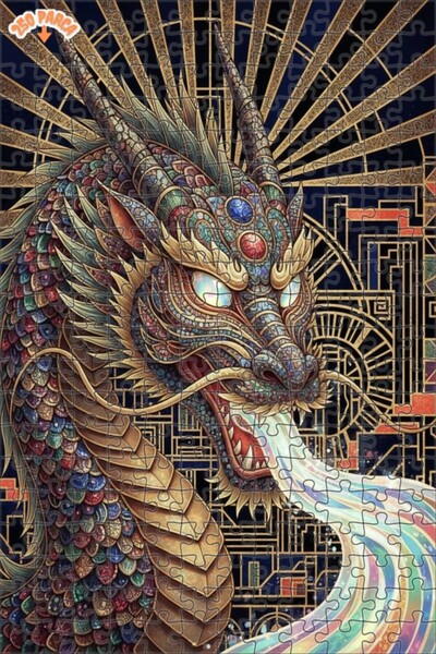 Esranın Dünyası Fantastic Dragon Art Double Layer Framed Wooden Puzzle 250 Pi...