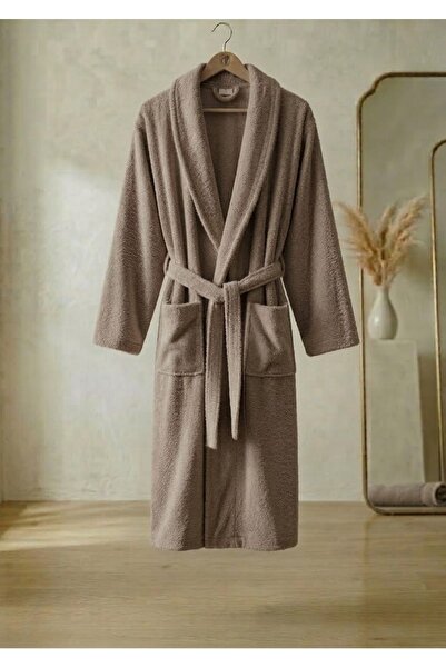 Durul Unisex Bukle Fabric Shawl Style Single Bathrobe - Vi̇zon