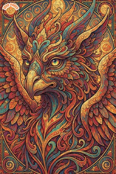 Esranın Dünyası Magical Phoenix Oil Painting Look Art Double-Deck Framed Wood...