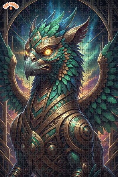 Esranın Dünyası Mystical Griffin Art Printed Double-Layer Framed Wooden Puzzl...