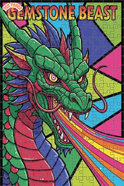Esranın Dünyası Colorful Dragon Art Double Layer Framed Wooden Puzzle 250 Pie...