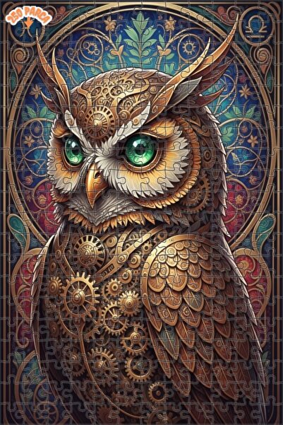 Esranın Dünyası لغز خشبي بإطار مزدوج الطبقات بمظهر لوحة زيتية لبومة ميكانيكية...