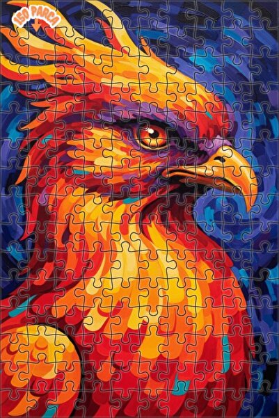 Esranın Dünyası Flame Winged Phoenix Oil Painting Look Double Layer Framed Wo...