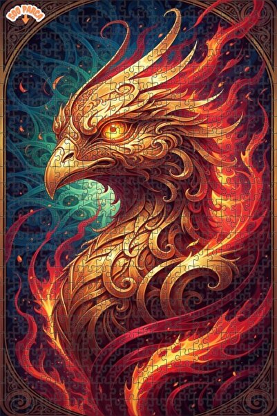 Esranın Dünyası Golden Flame Phoenix Art Double-Layer Framed Wooden Puzzle 50...