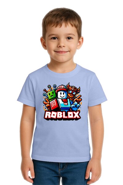 SEDİRLİ تي شيرت روبلوكس مطبوع للأطفال للجنسين، قماش قطني ممشط قطن قطعة