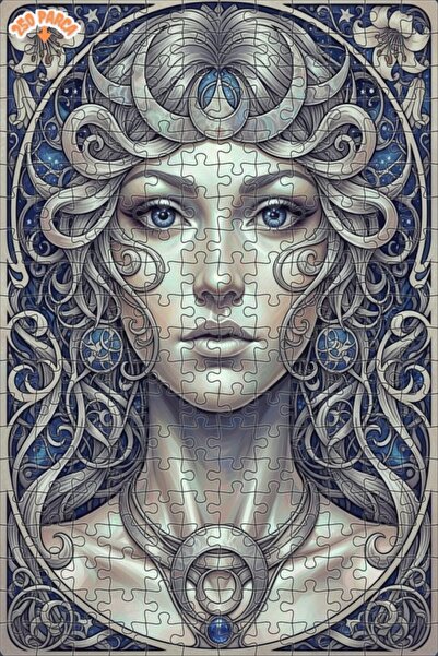 Esranın Dünyası Mystical Moon Goddess Oil Painting Lookalike Double-Layer Fra...