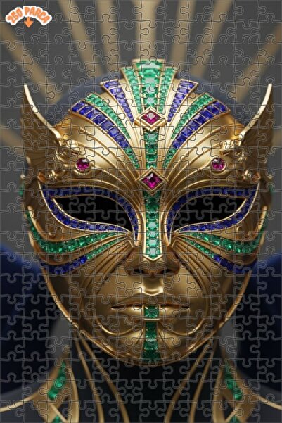 Esranın Dünyası Golden Pharaoh Mask Looking Art Print Double-Layer Framed Woo...
