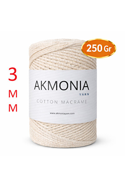Akmonia Makrome Pamuklu Örgü ip 250GR Slim 3mm Çanta ipi ,Supla ip ,Ev Dekora...