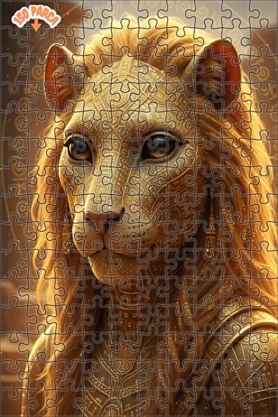 Esranın Dünyası Golden King Lion Detailed Double-Layer Framed Wooden Puzzle 1...