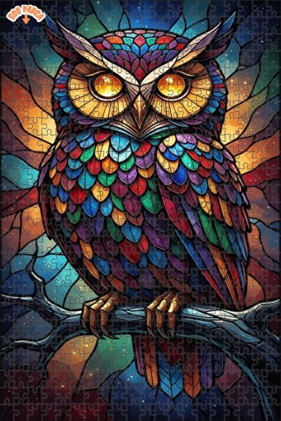 Esranın Dünyası Color Wheel Owl Art Double-Layer Framed Wooden Puzzle 500 Pie...