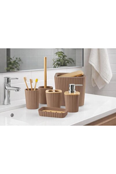 OEM - Bathlux Bathroom Accessories Set, 6 Pieces, Modern Design with Bamboo -...