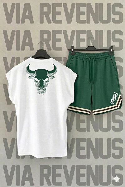 Vordevia Boğa Printed Zero Sleeve Sports Tshirt and Shorts Sports Training Set