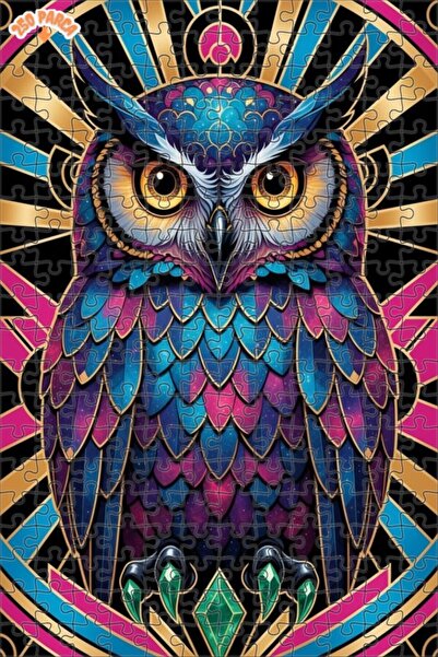 Esranın Dünyası لغز خشبي مُشكل على شكل بومة الليل السحرية آرت ديكو مزدوج الطب...