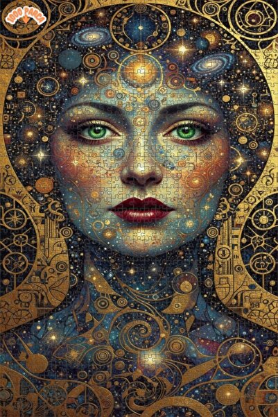 Esranın Dünyası Cosmic Woman Portrait Digital Print Views Double-Layer Framed...