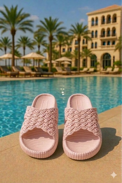 Behtah Kundura Straw Look Non-Slip Sole Slippers Balcony Bathroom Pool Seasid...