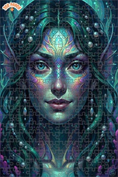 Esranın Dünyası Mermaid Artwork Oil Painting Look Double Layer Framed Wooden ...