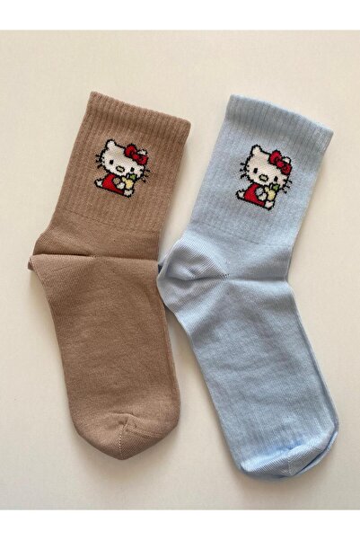 TMR Kitty Patterned Women's & Girls' 2-Piece Socks