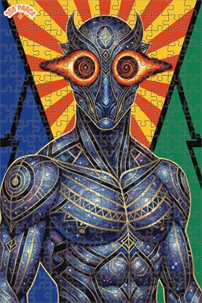 Esranın Dünyası Cosmic Entity Oil Painting Lookalike Double-Layer Framed Wood...