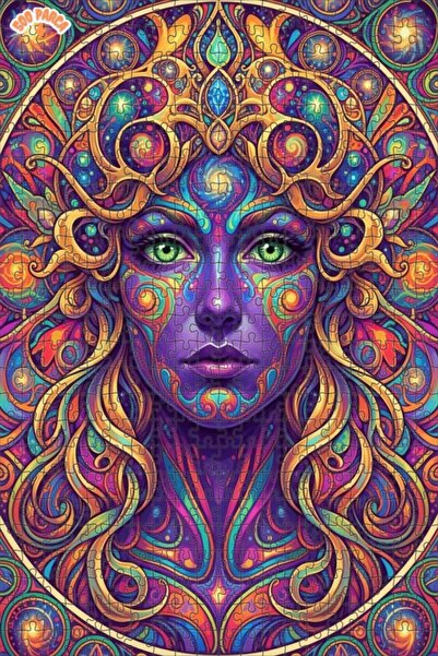 Esranın Dünyası Psychedelic Woman Portrait Oil Painting Look Wood Puzzle 500 ...