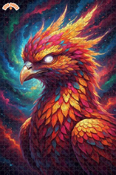 Esranın Dünyası لغز خشبي مؤطر بطبقتين مطلي بالزيت على شكل طائر الفينيق الأسطو...